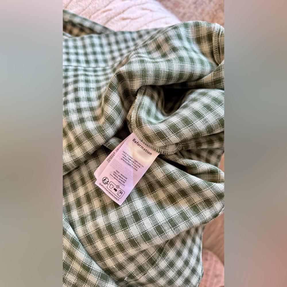Reformation Green Gingham Midi Dress - Picture 7 of 9